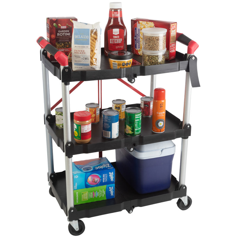 Stalwart Collapsible Cart - Portable and Lightweight Folding Service Cart - Multi Use Foldable Cart with Wheels