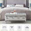 Banc de rangement repose-pieds avec similicuir, boutons en cristal pour la chambre à coucher, le salon, le vestibule | Argent mat | Pieds en métal-1461842207