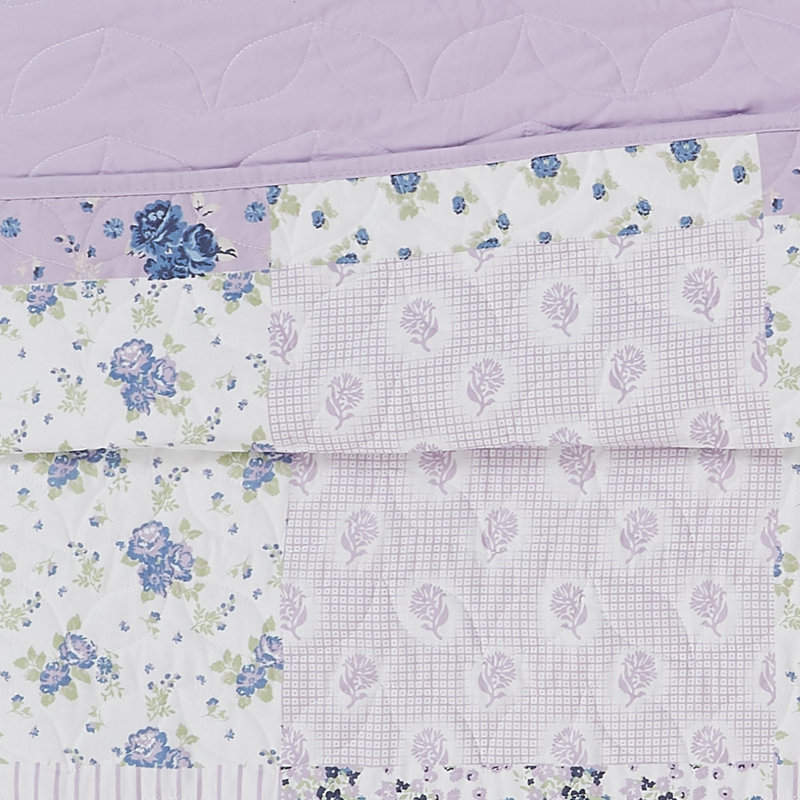 Elissa Purple and White Patchwork King Quilt Set