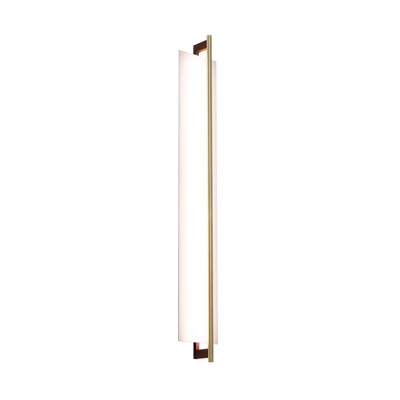 Applique murale pour meuble-lavabo Merus 40 - Laiton brossé, finition noyer - 3 000 K - Blanc doux - 277 V CA - Abat-jour blanc - 39,3