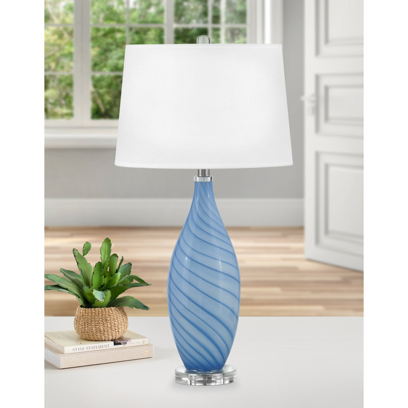 Scilla 30" Glass Table Lamp, Light Blue
