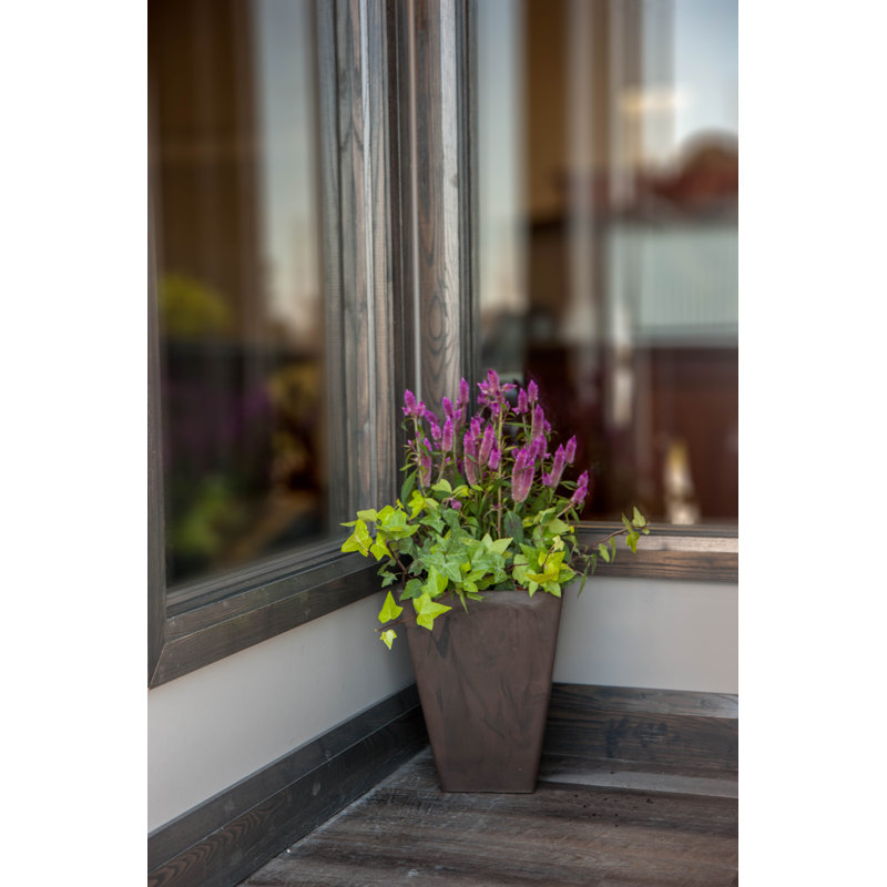 Cara Composite Square Pot Planter Set, Brown