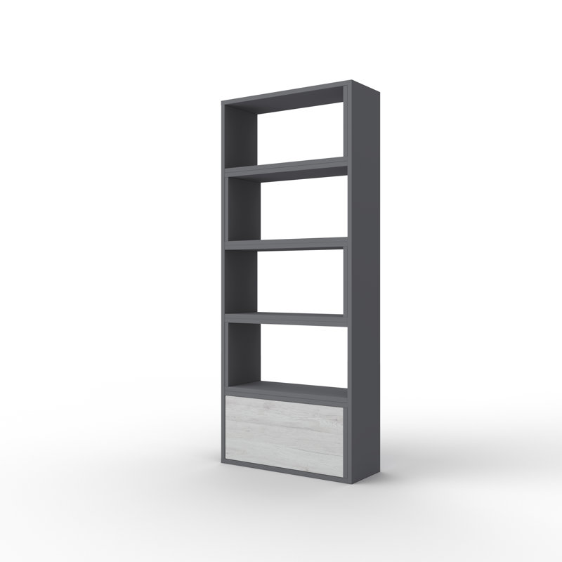 187.5cm H x 130cm W Standard Bookcase, White, Grey