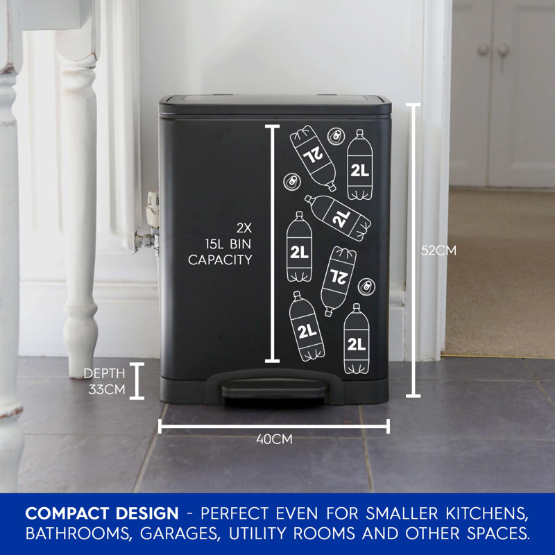 Stainless Steel Step On Kitchen Trash Can - 30L