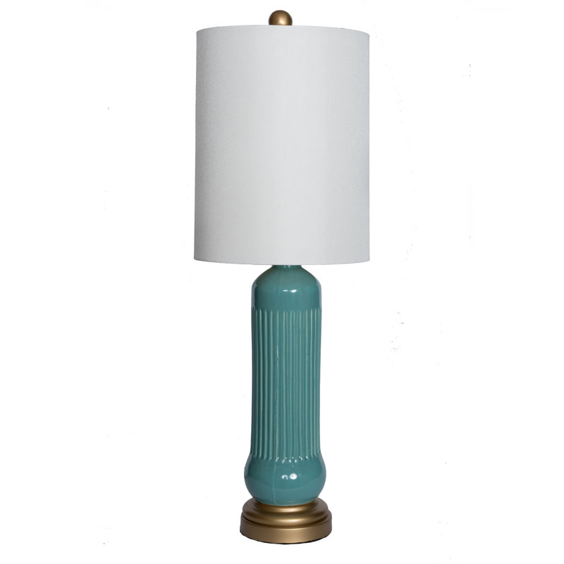 Ceramic USB Table Lamp, Teal