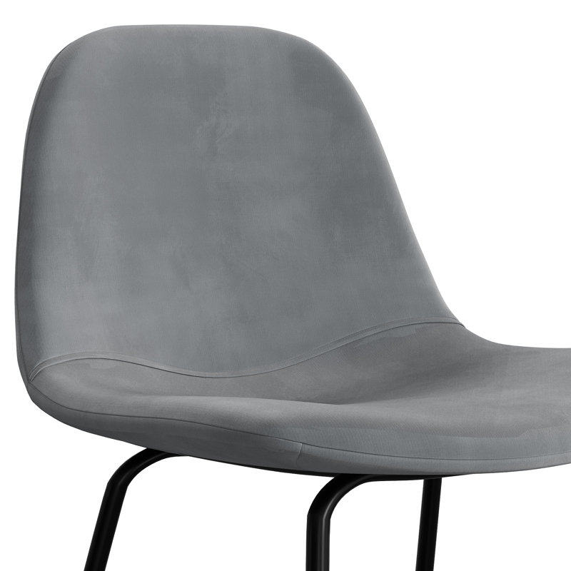 Tabouret de bar et de comptoir Kinlaw, Tabouret de comptoir (siège d’une hauteur de 23, Velours Bella performance platine