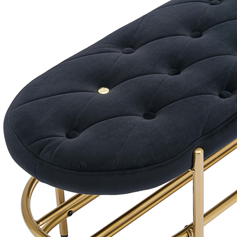 Banc de rangement en velours Rosheda, Noir