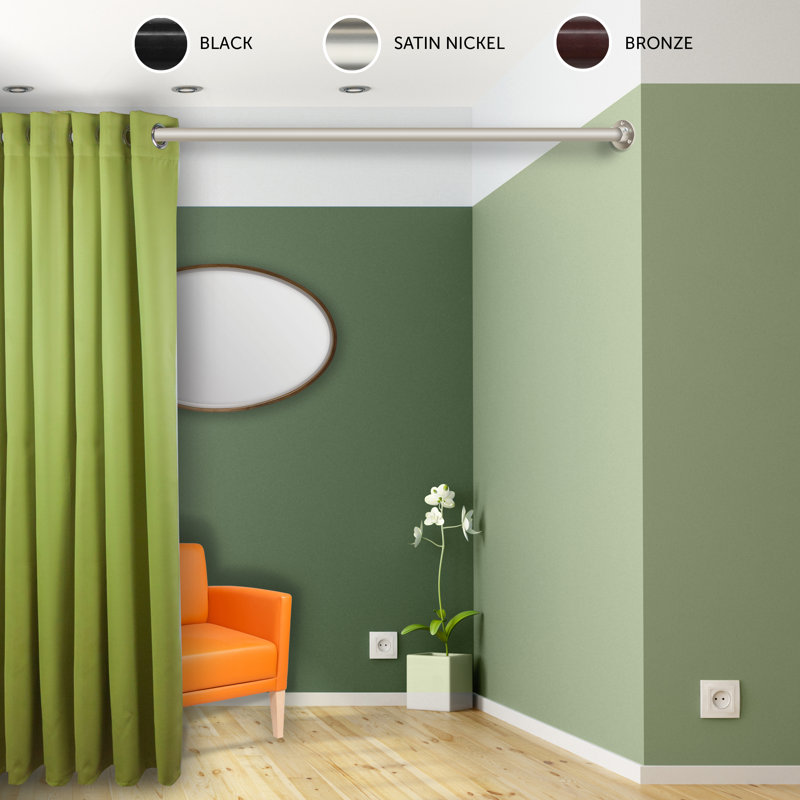 Tringle à rideaux simple ajustable 1 po Phocas, 48 po à 84 po, Nickel satiné
