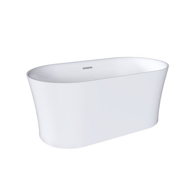 59", 79-Gallon  100% Pure Acrylic Freestanding Deep Soaking  Bathtub With Chrome Drain & Overflow