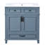 Meuble-lavabo de salle de bain rétro bleu 30 po avec structure en bois massif, lavabo en céramique, tiroir à fermeture en douceur, glissière de tiroir lisse, meuble-lavabo à rainure unique, style, lavabo brillant, charnières, quincaillerie exquise-682247630