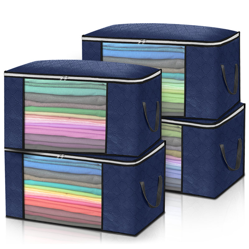 Sac de rangement en tissu non tissé 4 pièces, Bleu foncé
