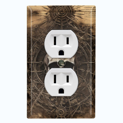 Skull Map Voyage Nature Themed 1 - Gang Duplex Outlet Standard Wall Plate