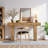 63" Natural Wood Console Table, Farmhouse Entryway Sofa Table with Storage, Rustic Hallway Furniture