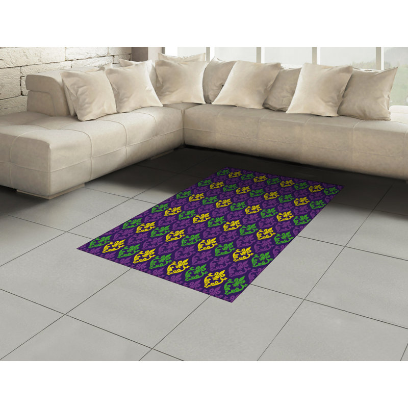 Mardi Gras High Density Long Fiber Poly Threads Decorative Area Rug Carpet, Rectangle 4' x 5'8"