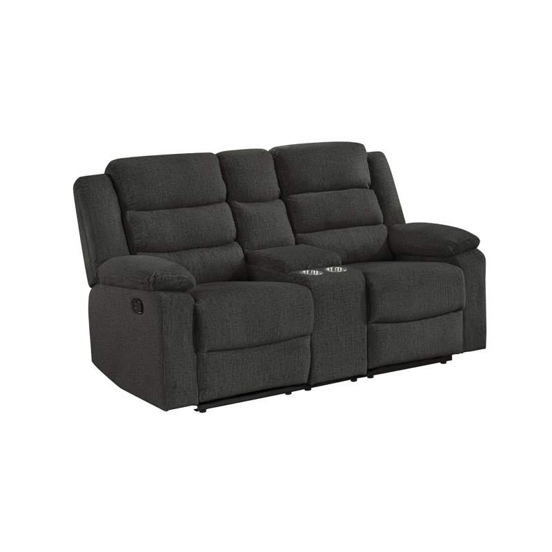 Causeuse double inclinable avec console, gris foncé, Gris foncé