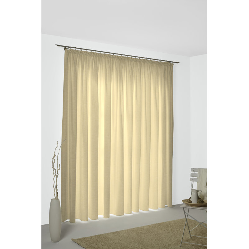 Polyacrylic Opaque Pinch Pleat Curtain Panel, Beige, 132cm Width x 355cm Drop