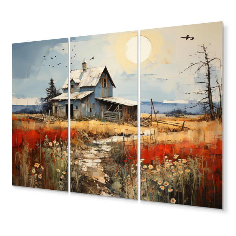 Farmhouse Collage - Paysages, ensemble de reproductions d'art mural en métal