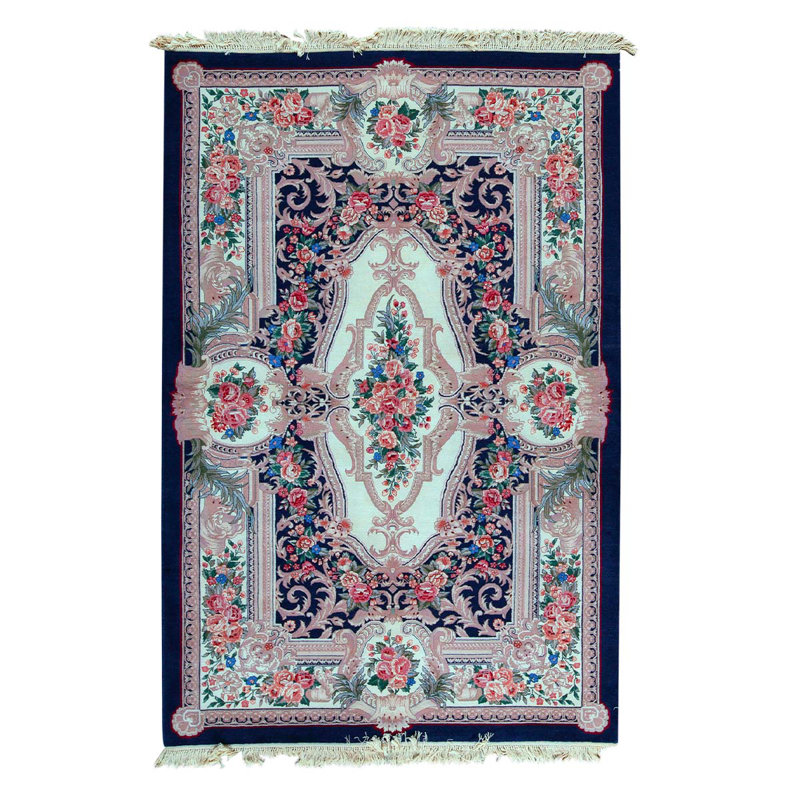 Tapis unique noué à la main bleu / vert / orange de haute qualité