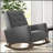 Dark Grey Fabric Solid Wood Rocking Chair