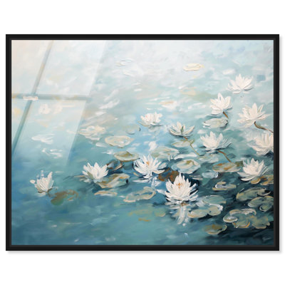 «Waterborne Flora I», art mural en verre acrylique ultrabrillant encadré par Art Remedy, cadre noir, 24 x 20