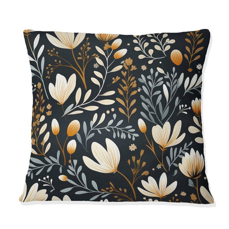 Coussin décoratif en polyester floral, 18 po x 18 po