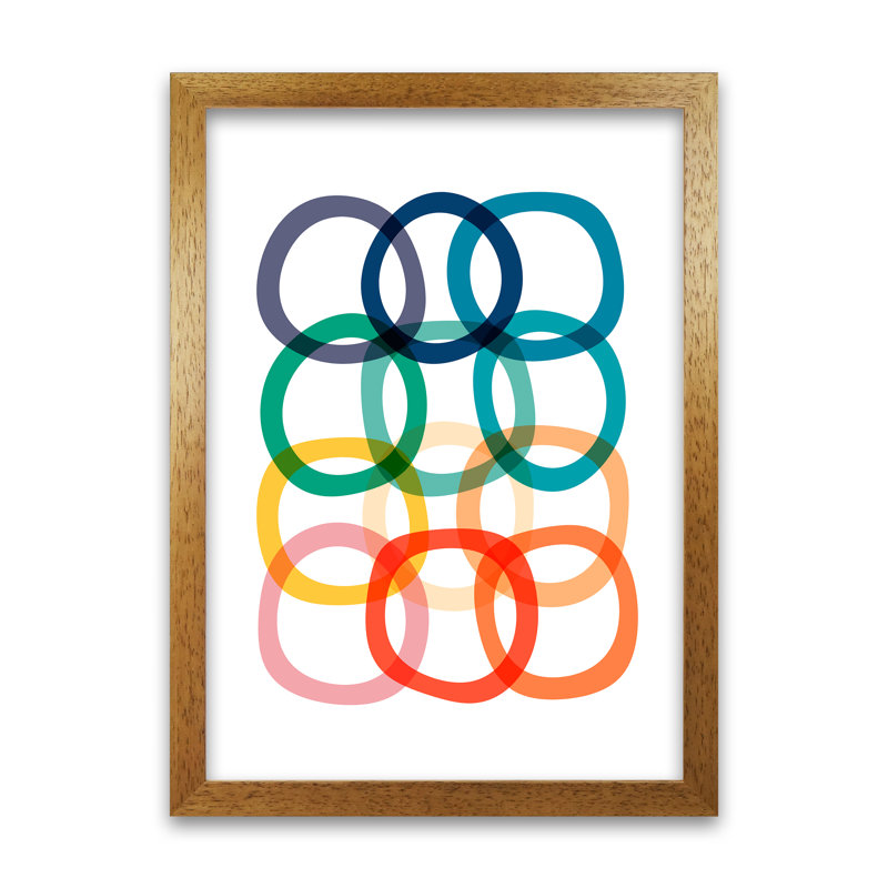 Colourful Rings - Print, 30cm H x 21cm W x 3cm D, Oak Frame