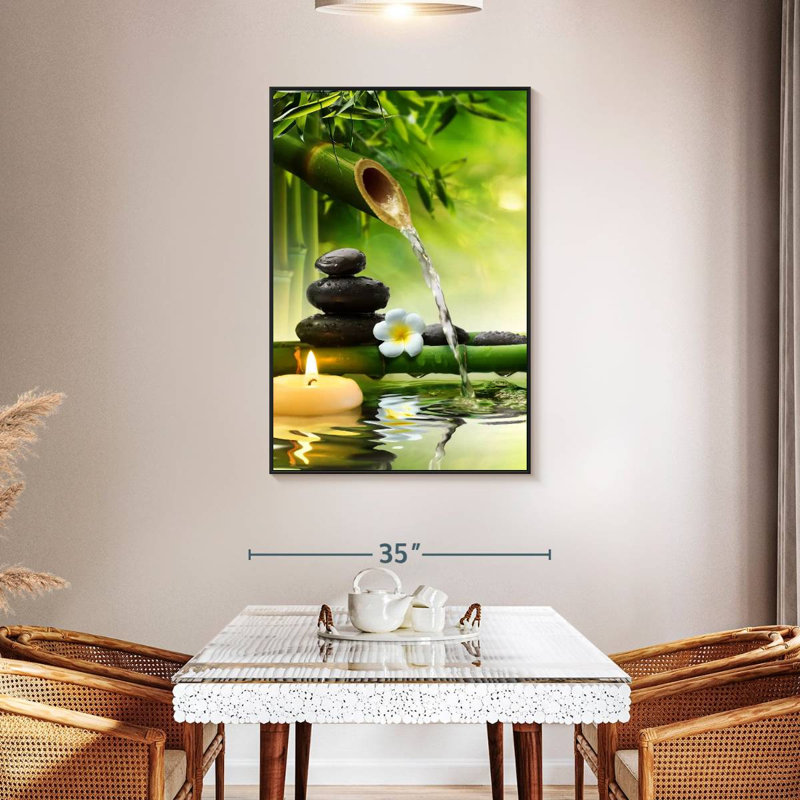 Débit d'eau en bambou, 31 po x 46 po, Cadre flottant noir