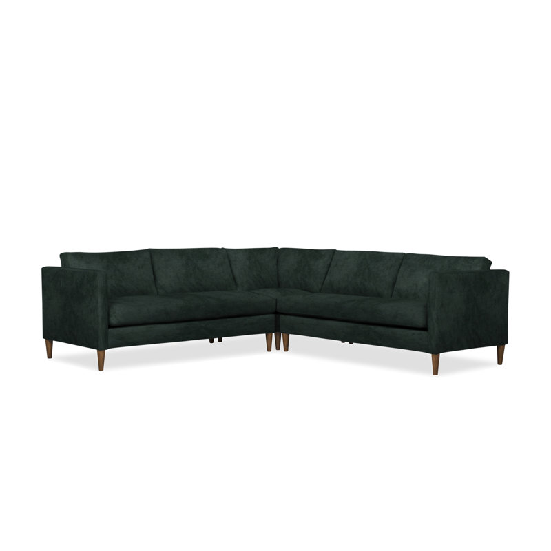 Clifford 3 - Piece Upholstered Custom L-Shape Sectional, Bella Hunter Performance Velvet