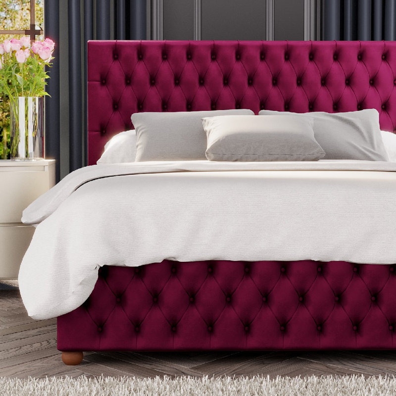 Upholstered Ottoman Bed, Super King (6'), Berry
