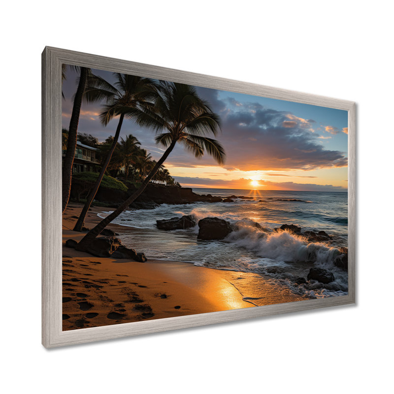 «Aloha Tropical Dreamscape I - Maui», art mural, H 16 po x l 32 po x P 1 po, Cadre photo argenté