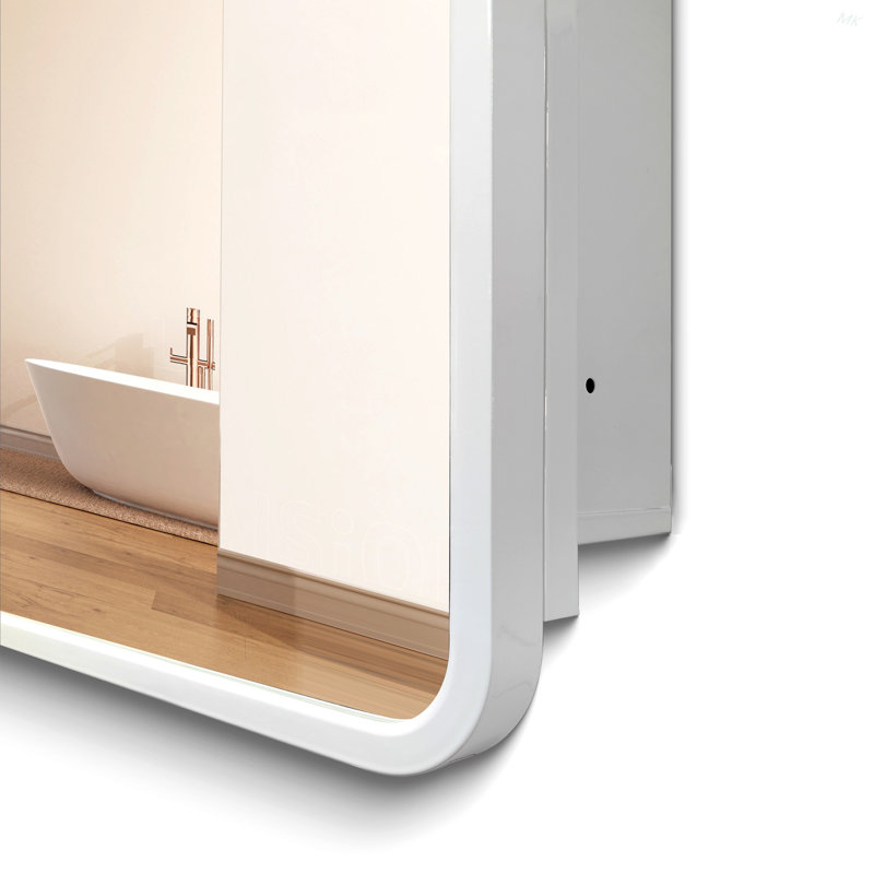 Armoire à pharmacie 24 po x 32 po à fixation murale ou encastrée en métal blanc avec miroir