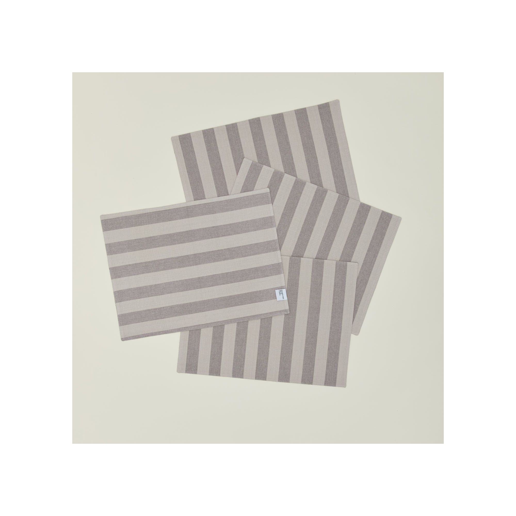 Essential Striped Placemat - Set Of 4, Light Gray/Dark Gray