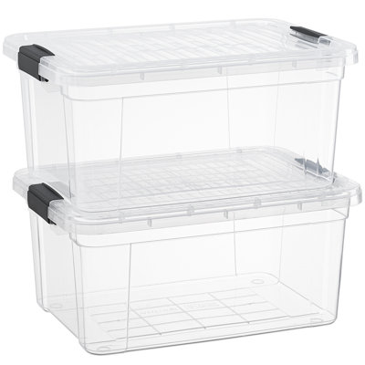 Superio 44 pte Grand bac de rangement transparent avec couvercle, boîte de rangement en plastique pour la maison