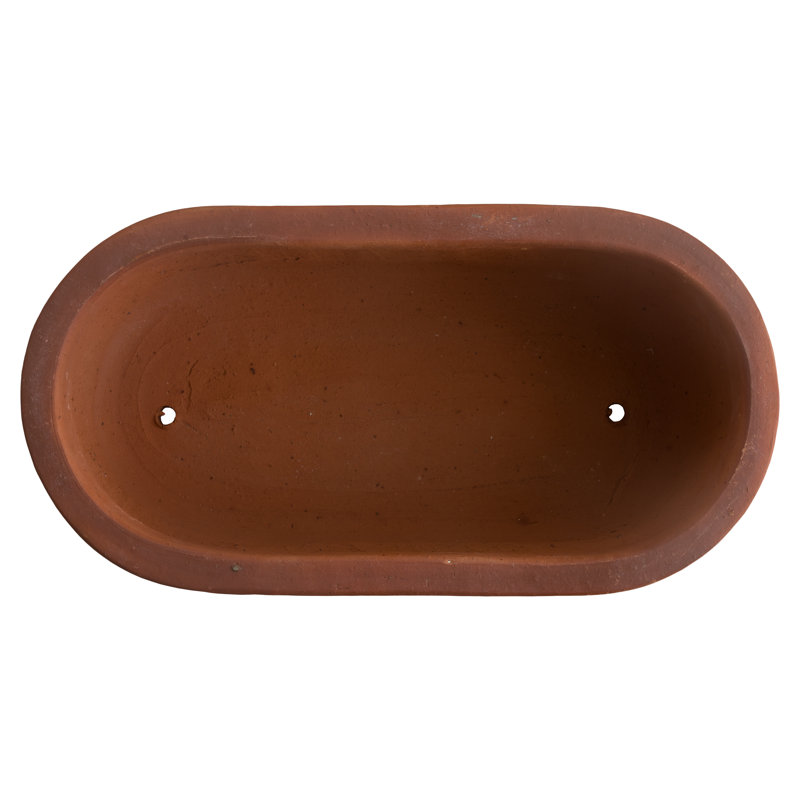 Window Box Handcrafted Oval Ceramic Planter, 15" H x 28.5" W x 15" D, Teal