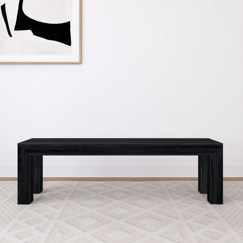 Linzy Modern Wood Bench, Black Wirebrush