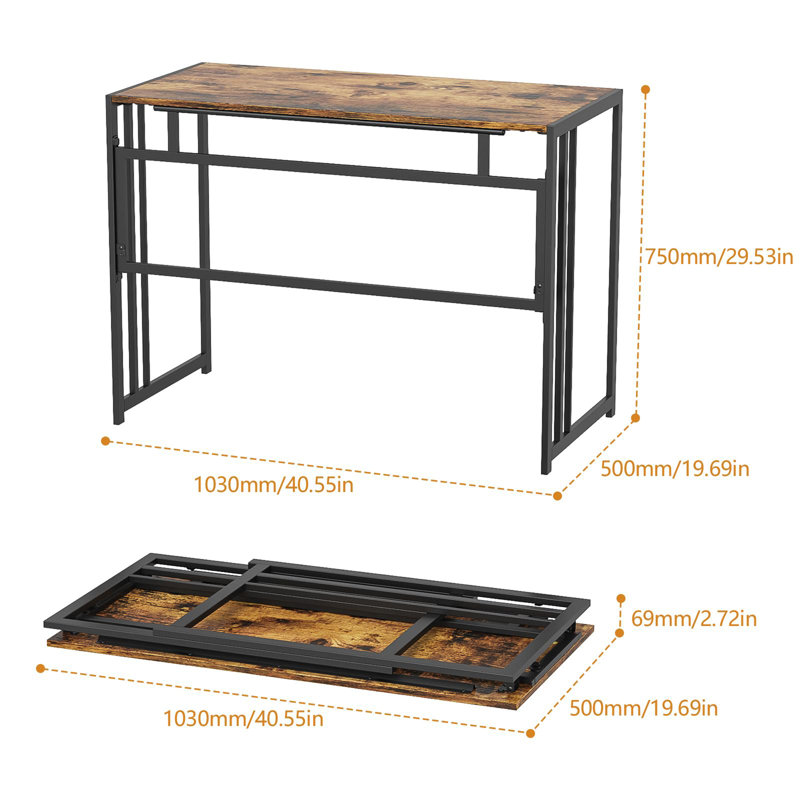 Metal Base Computer Desk, Rustic Brown/Black