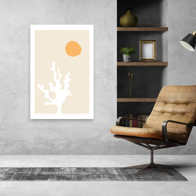 «Warm Sun Coral Abstract Minimalist Modern Nature Ocean», reproduction d'art murale, 48" H x 32" W