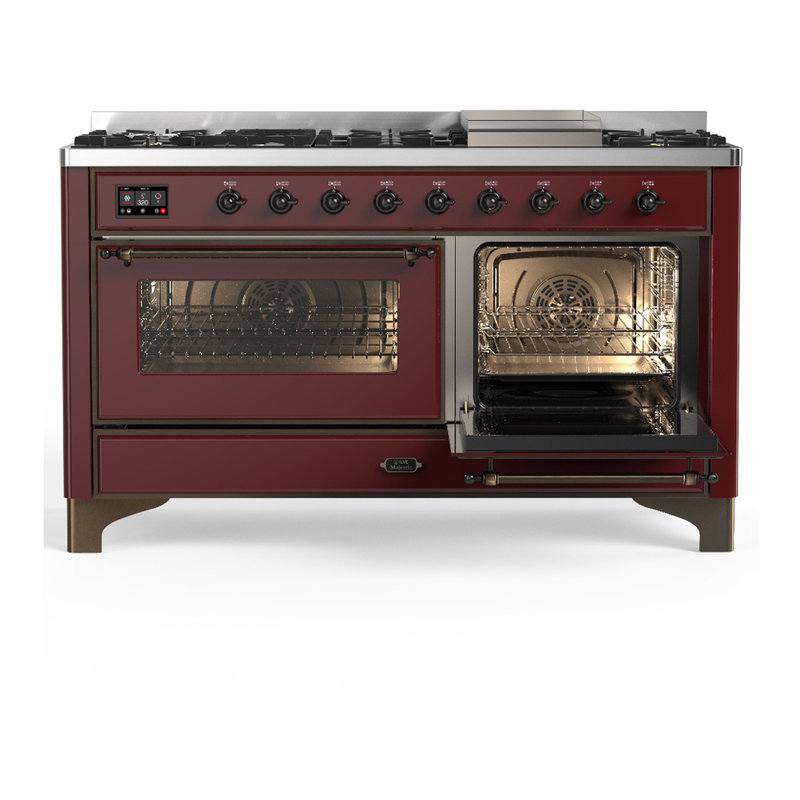Majestic III Series 60 Inch Dual Fuel Range with 7 Sealed Burners, Griddle, in Blue Grey (Liquid Propane, Burnished Trim)