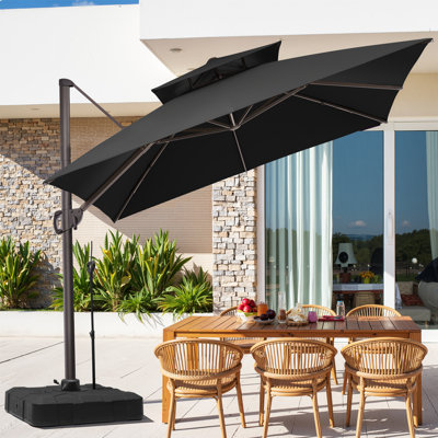 Parasol de patio en porte-à-faux 11 pi x 11 pi, base incluse - déplaçable sans effort par une seule personne