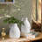 Modern White Speckled Ceramic Vase Set of 2 with Handles, Matte Terracotta Decorative Flower Vase