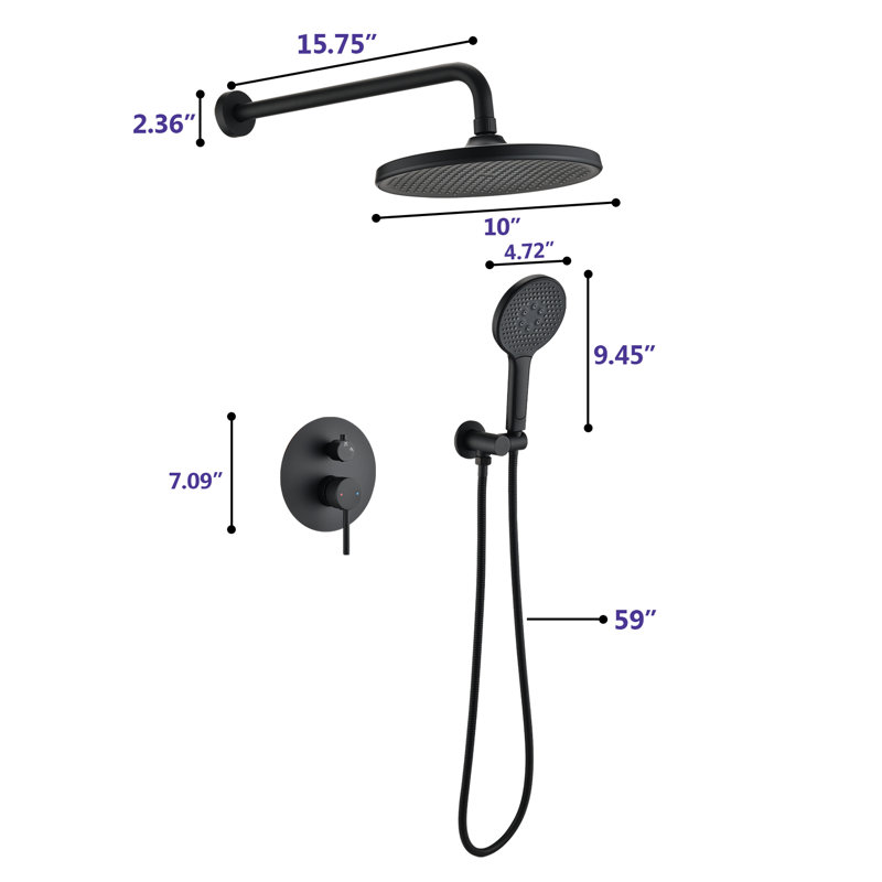 Système de douche complet avec valve brute