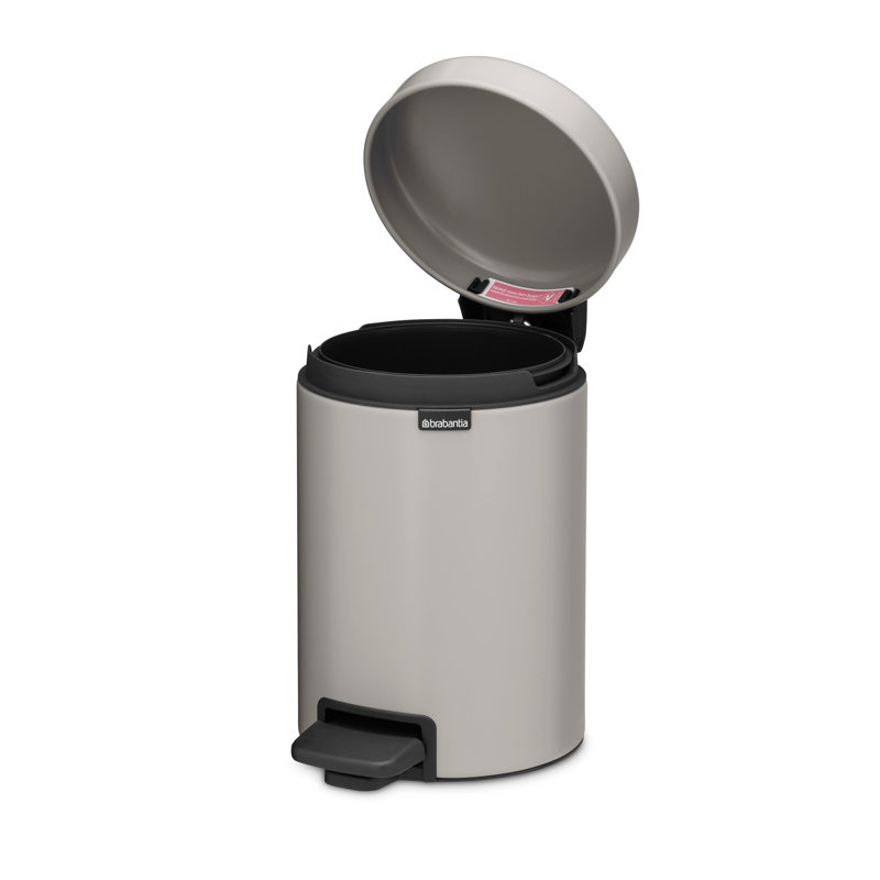 Poubelle à pédale NewIcon de 0,8 gallon (3 litres) - gris doux, Gris, 0,8 gal