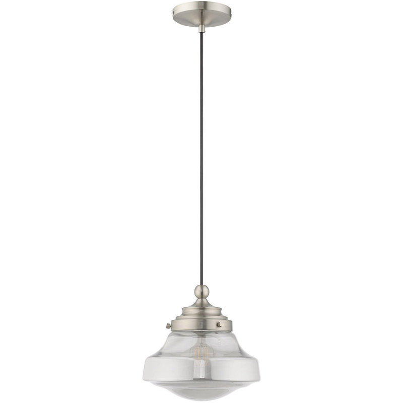 Luminaire suspendu style école 1 lumière Madonna, Nickel brossé, Fumée