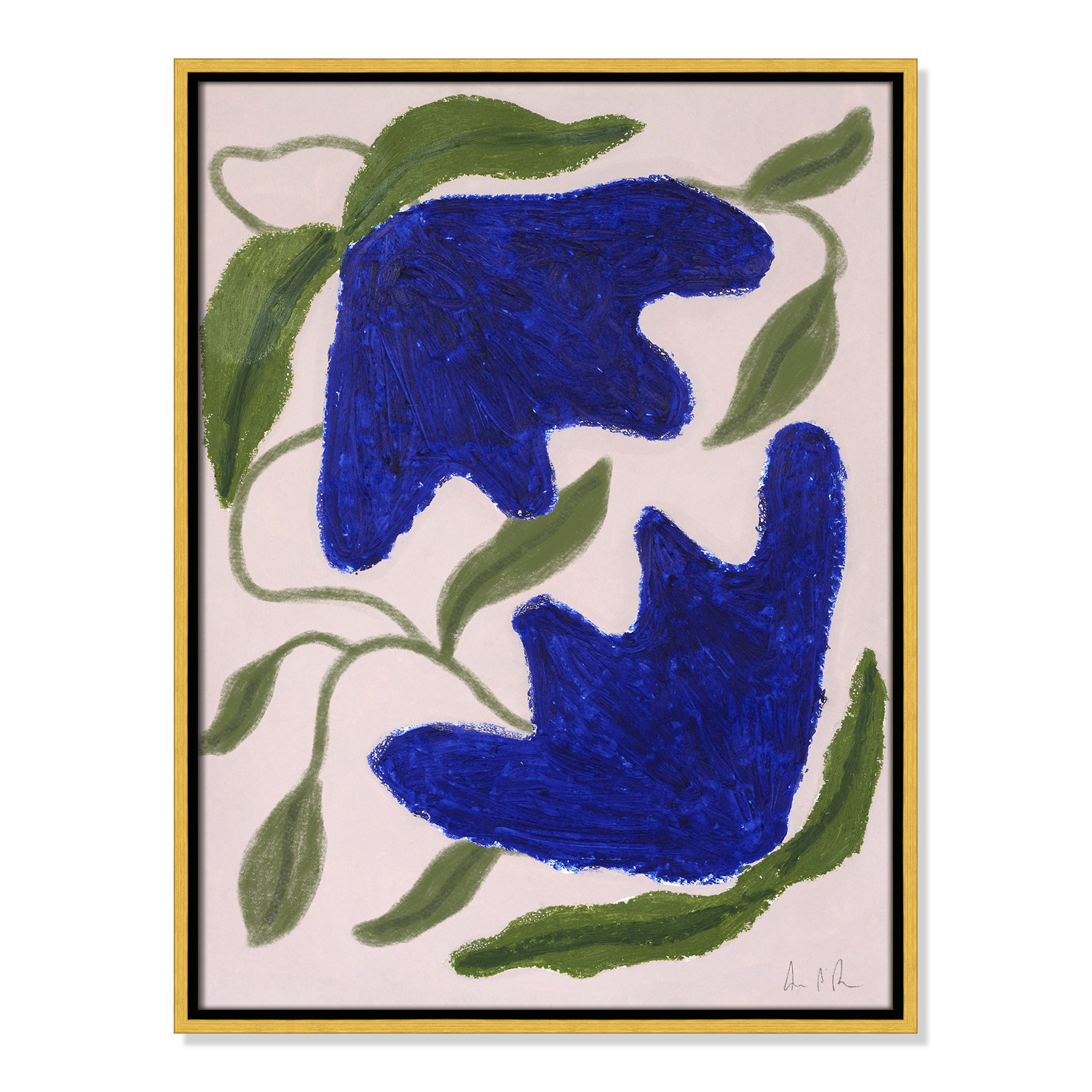 Colette "Blue Anemones No. 02" Print, 25.5" H x 19.5" W, Gold