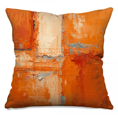 Textured Orange Abstract Double Sided Throw Pillows