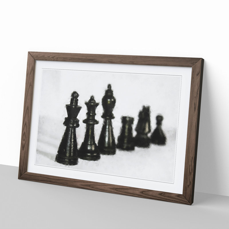 Chess Pieces Vol.1 - Picture Frame Graphic Art, Walnut Framed, 27cm H x 36cm W x 2cm D