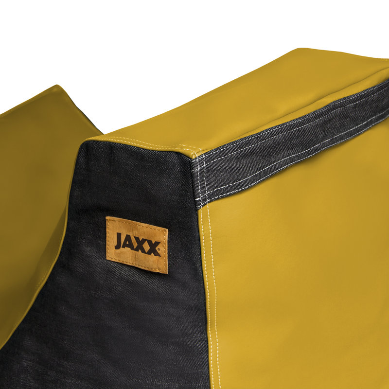 Pixel Gamer Bean Bag Chair - Game Room/Home Theater Bean Bag Chair, Premium Vinyl - Dark Denim, Yellow