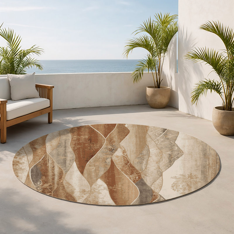 Tapis intérieur et extérieur Cascading Drift, Rond 5 pi