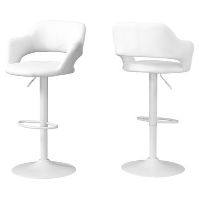 Kettner Bar Stool, Swivel, Bar Height, Adjustable, Metal, Pu Leather Look, Chrome, Contemporary