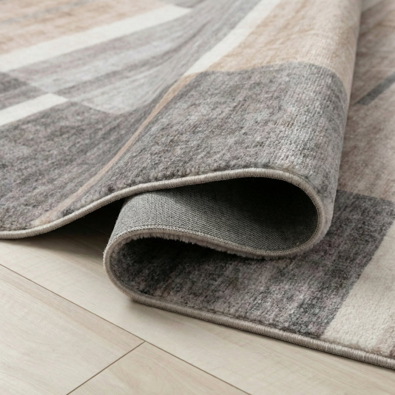 Rug Branch Milan 4' x 6' (3'11" x 5'10") Brown/Grey Geometric Area Rug, Contemporary, Medium Pile, Stain-Resistant Carpet - Living Room, Bedroom, Dining Room, and Kitchen
